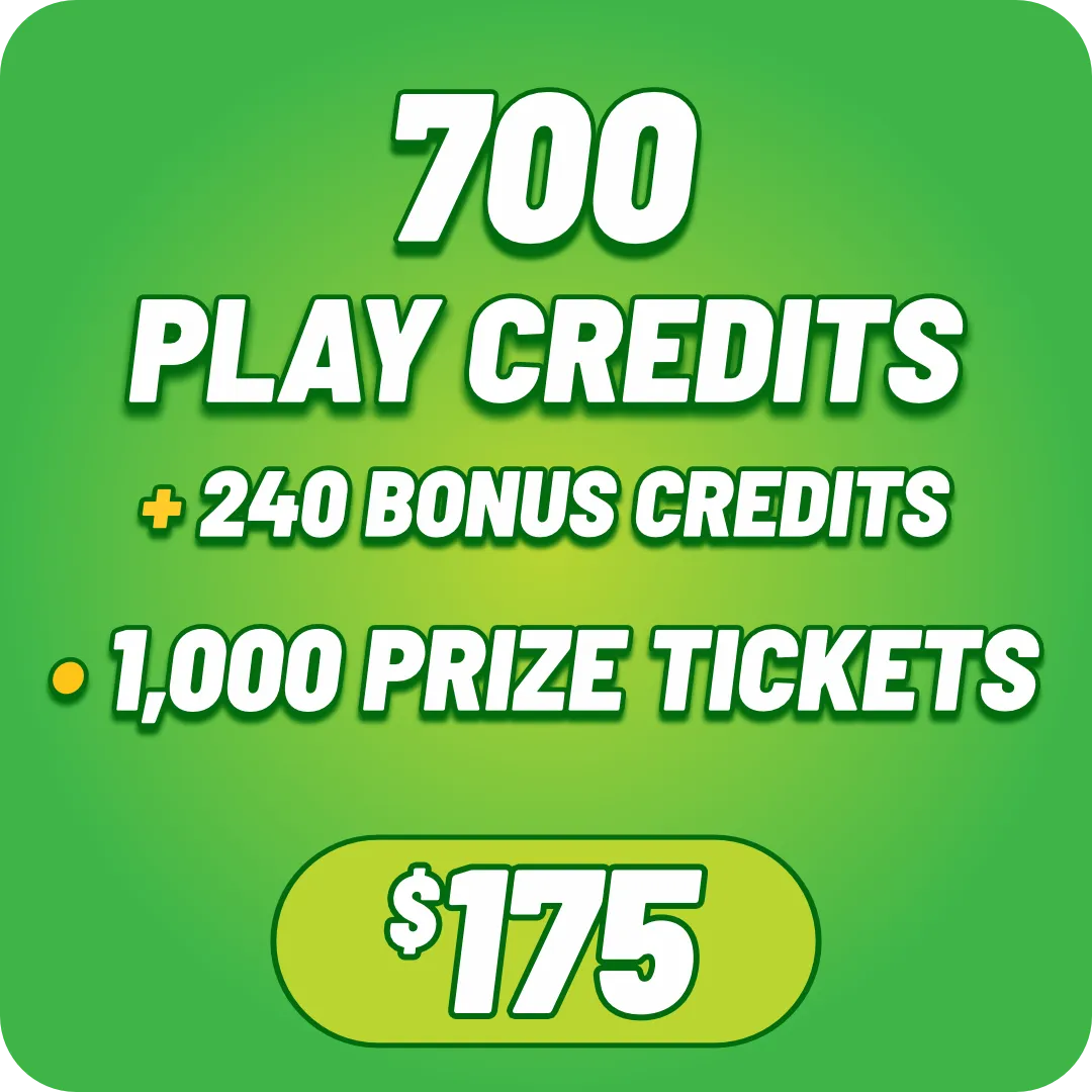940 Play Credits + 1,000 Prize Tickets